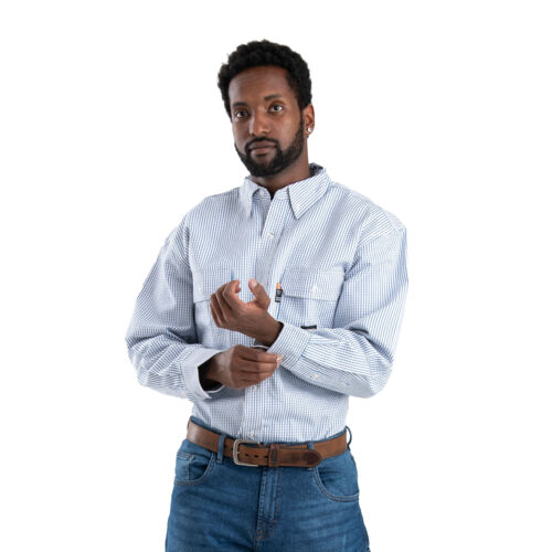 Flame Resistant Button Down Plaid Long Sleeve Work Shirt Thumbnail